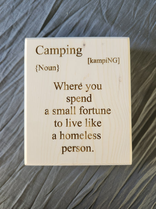 Block sign, Camping definition