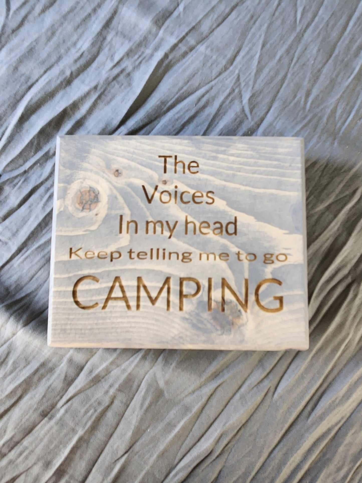 Block sign, The voices in my head keep telling me to go camping